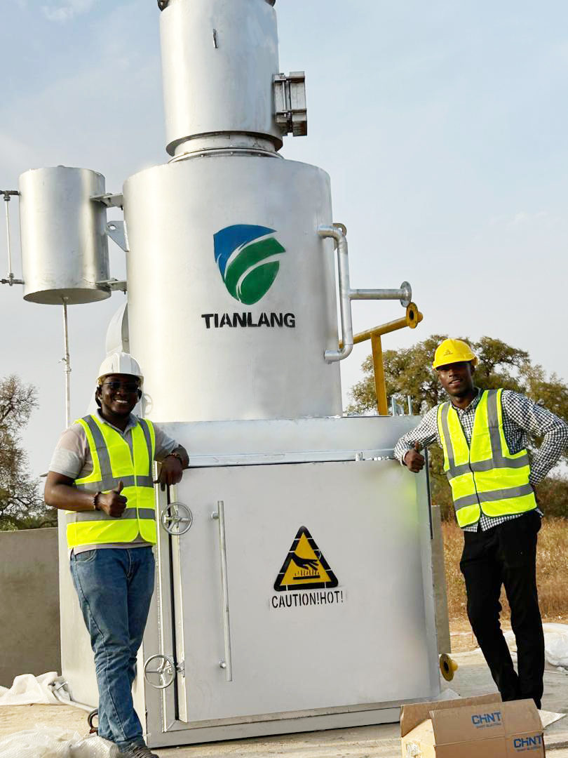 Tianlang brand TLFS-300 model industrial waste incinerator installed in Burkina Faso.